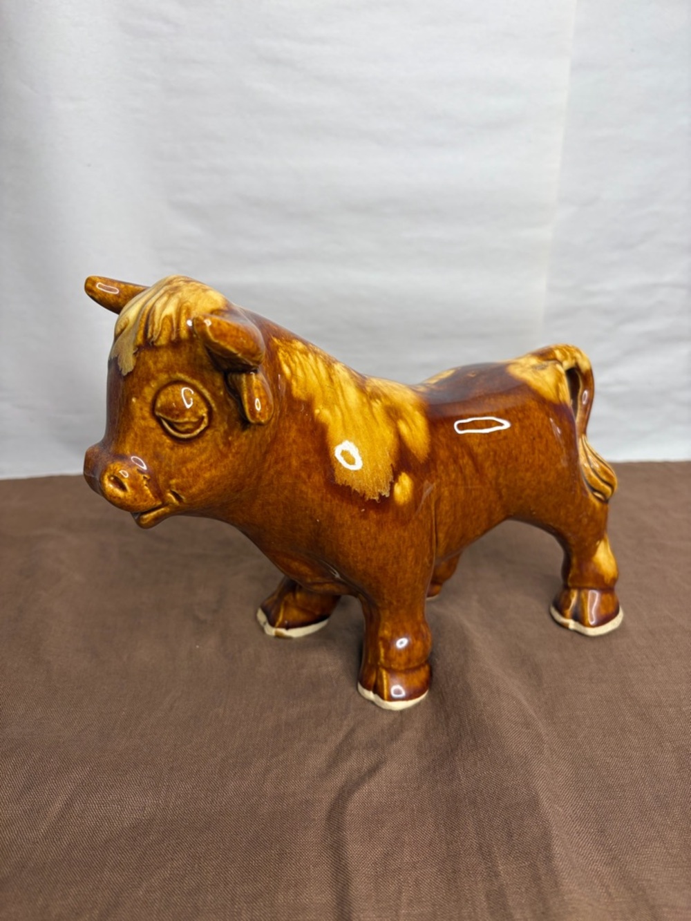 Vintage Brush McCoy Art Pottery Brown Bull 1940’s